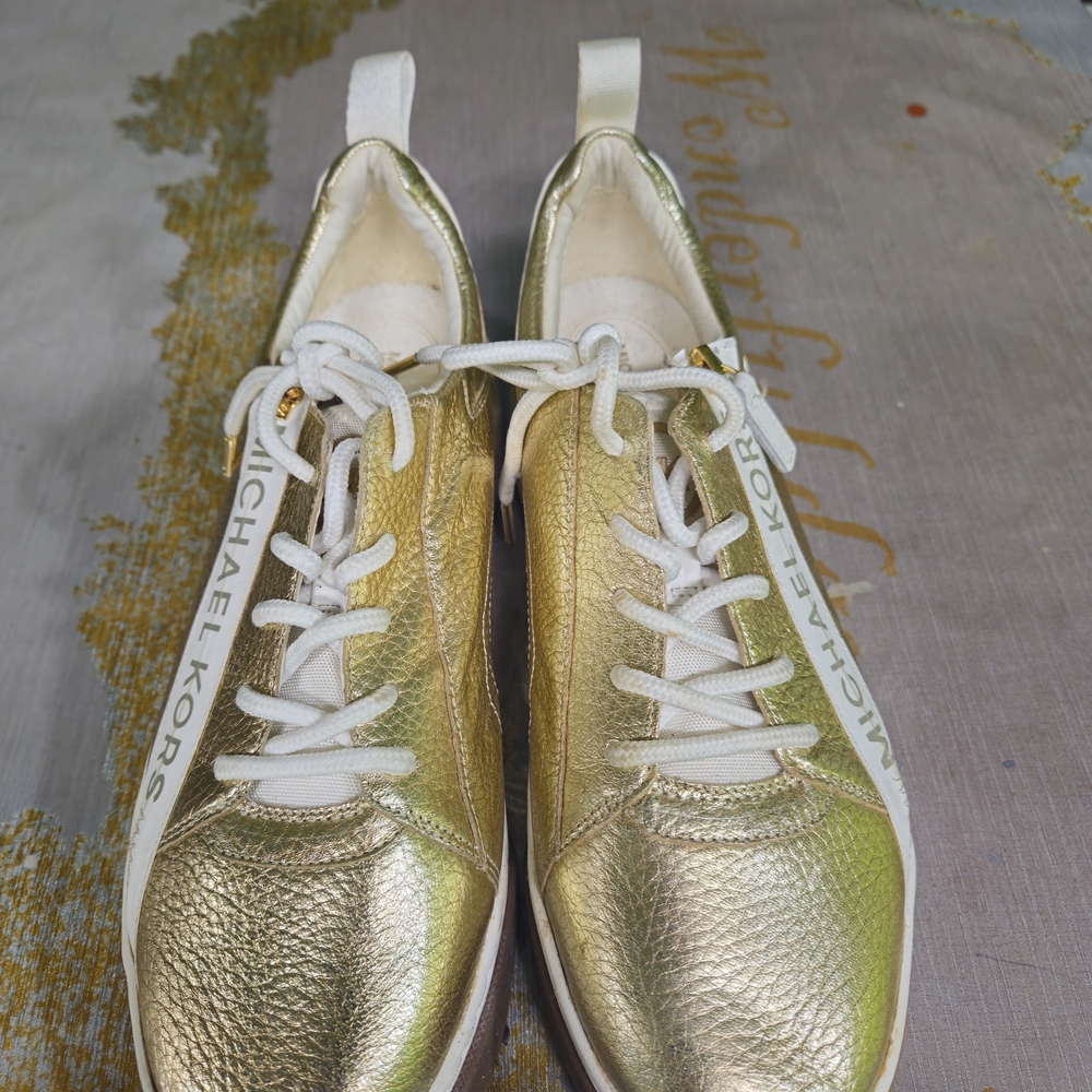 Michael Kors Gold and White Athletic Shoes - Picture 3 of 3